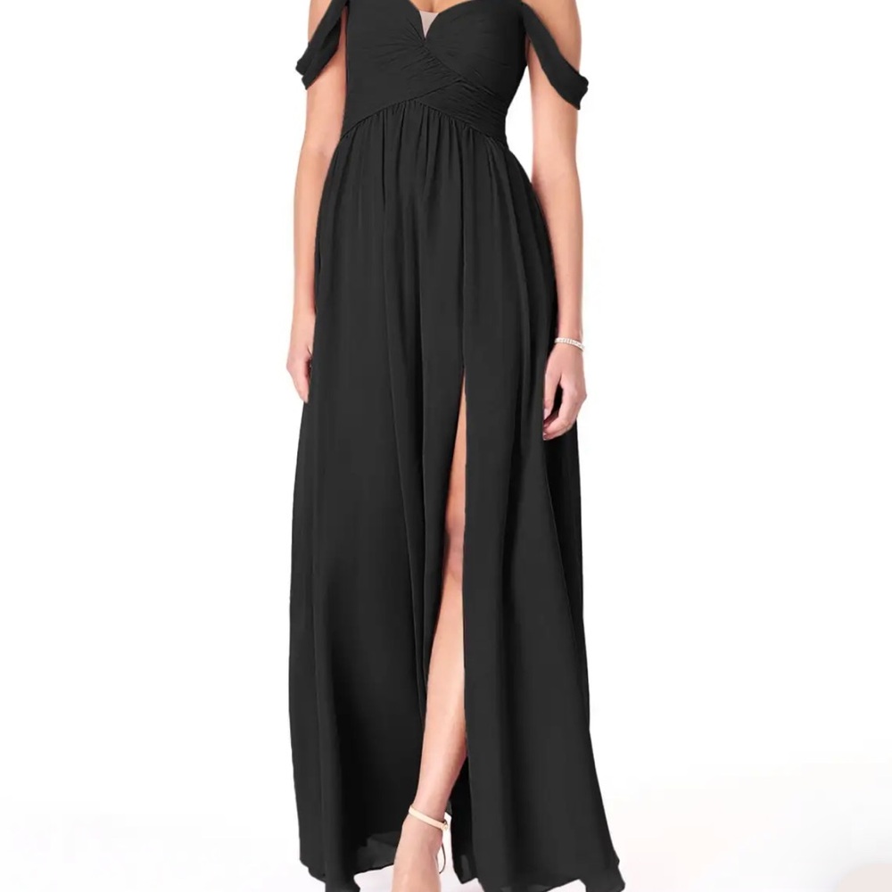 Azazie Black Cold-Shoulder Maxi Dress